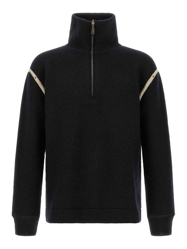 Maison Margiela: crew necks - Denim Patch Sweater