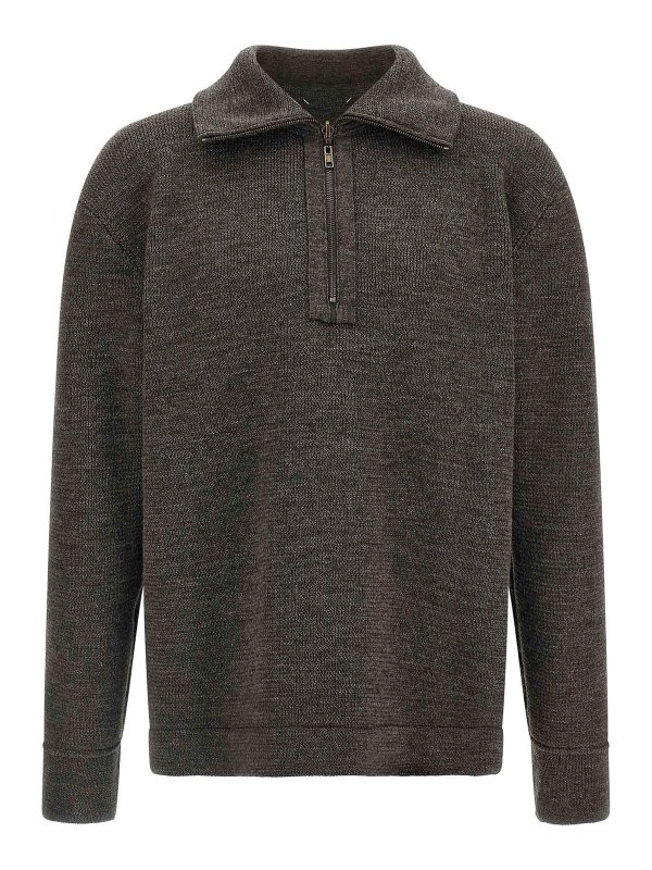 Maison Margiela: Strickpullover mit Rundhalsausschnitt online - Rundhalspullover - Grau
