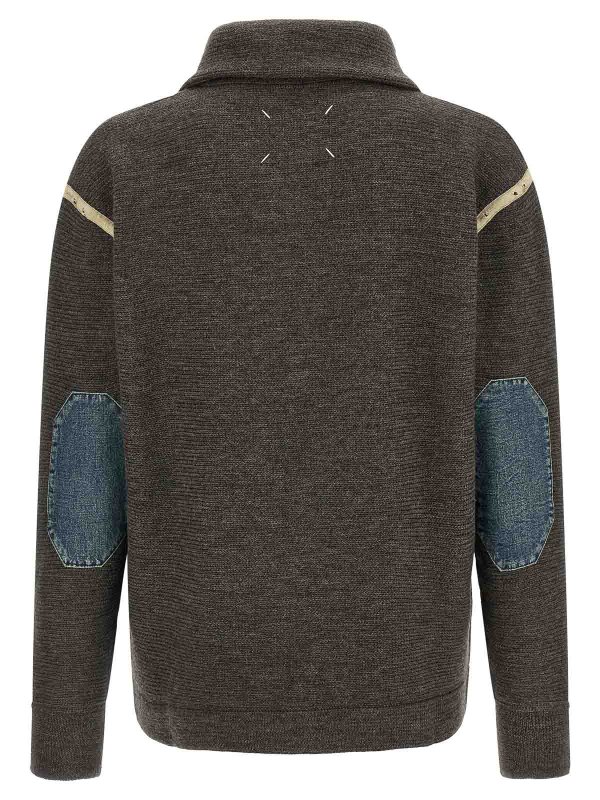 The Best Shops Maison Margiela: Strickpullover mit Rundhalsausschnitt - Rundhalspullover - Grau
