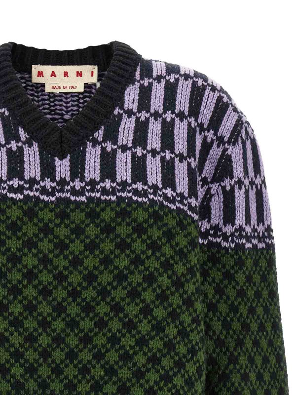 The Best Shops Marni: Suéteres con cuello pico - Suéter Cuello Redondo - Multicolor