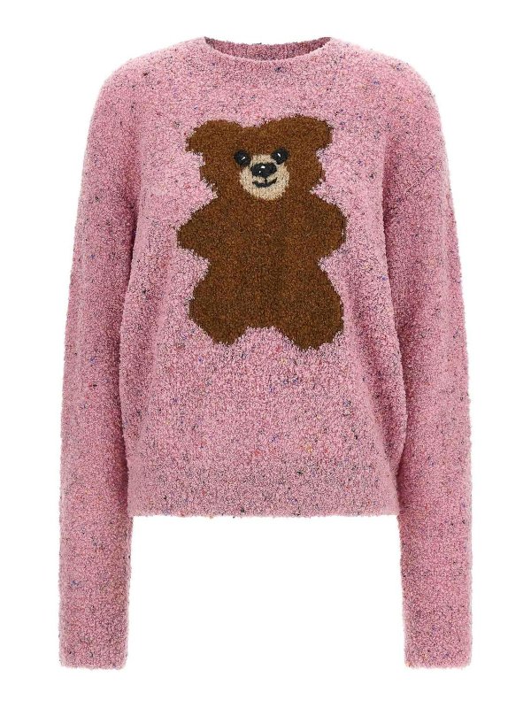 MOSCHINO: Strickpullover mit Rundhalsausschnitt - Rundhalspullover - Rosa