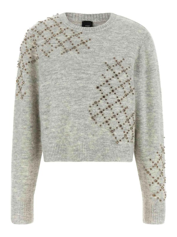 Pinko: crew necks - Rhinestone Sweater