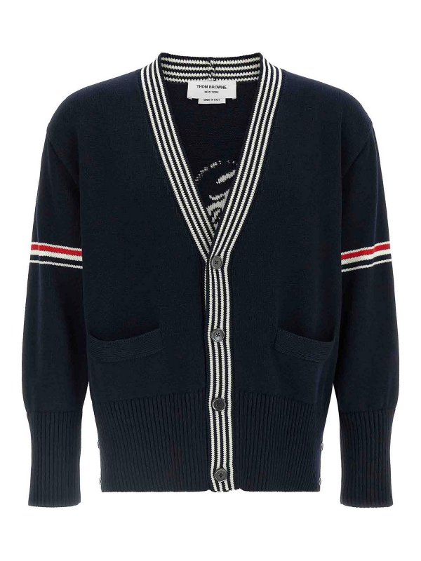 THOM BROWNE: Cárdigans - Cárdigan - Azul