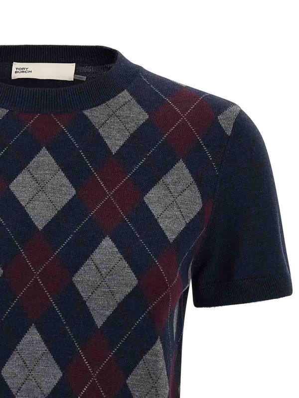 The Best Shops TORY BURCH: Strickpullover mit Rundhalsausschnitt - Rundhalspullover - Blau