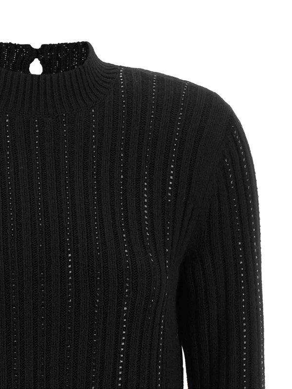 The Best Shops TWINSET: Strickpullover mit Rundhalsausschnitt - Rundhalspullover - Schwarz