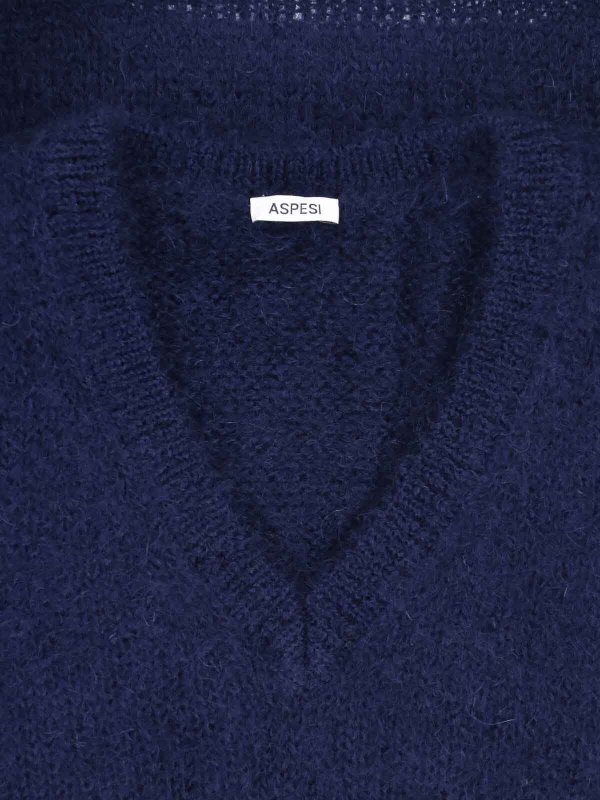 The Best Shops ASPESI: Strickpullover mit Rundhalsausschnitt - Rundhalspullover - Blau