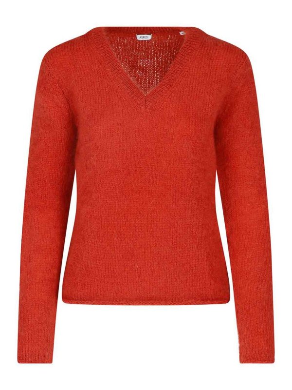 ASPESI: Strickpullover mit Rundhalsausschnitt - Rundhalspullover - Orange