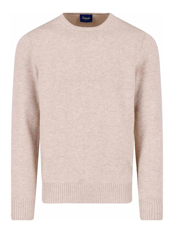 DRUMOHR: Strickpullover mit Rundhalsausschnitt - Rundhalspullover - Beige
