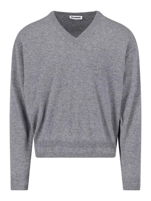 JIL SANDER: Strickpullover mit Rundhalsausschnitt - Rundhalspullover - Grau
