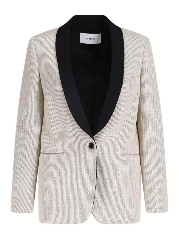LARDINI: blazers - Single-Breasted Sequin Blazer