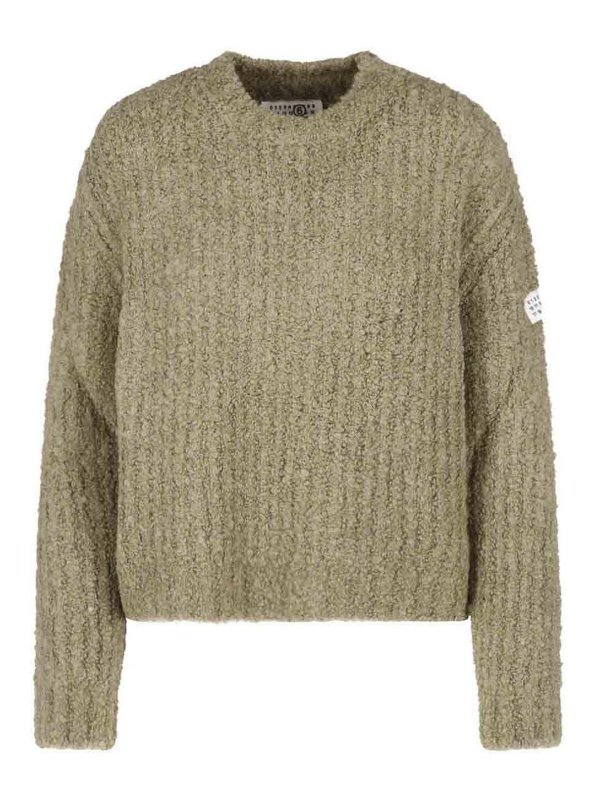 MM6 MAISON MARGIELA: Strickpullover mit Rundhalsausschnitt - Rundhalspullover - Grün