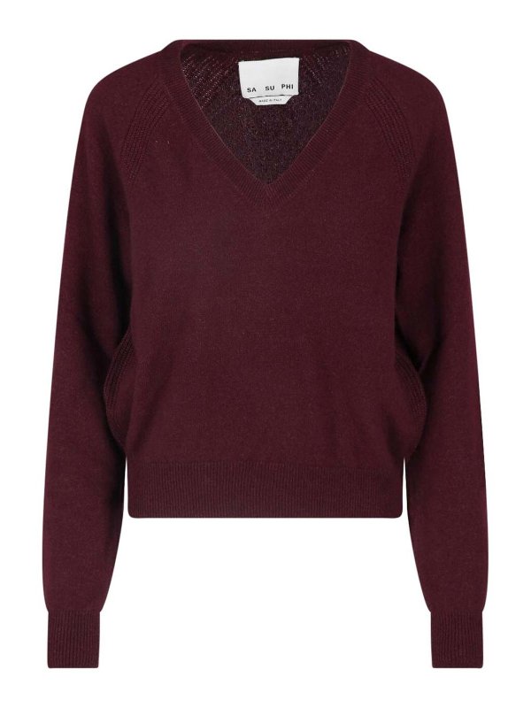 SA SU PHI: Strickpullover mit Rundhalsausschnitt - Rundhalspullover - Rot