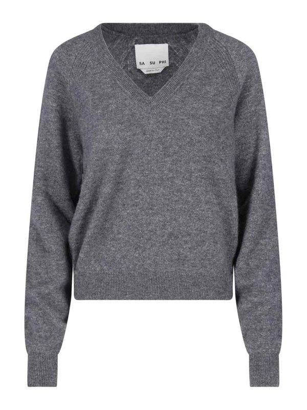 SA SU PHI: Strickpullover mit Rundhalsausschnitt - Rundhalspullover - Grau