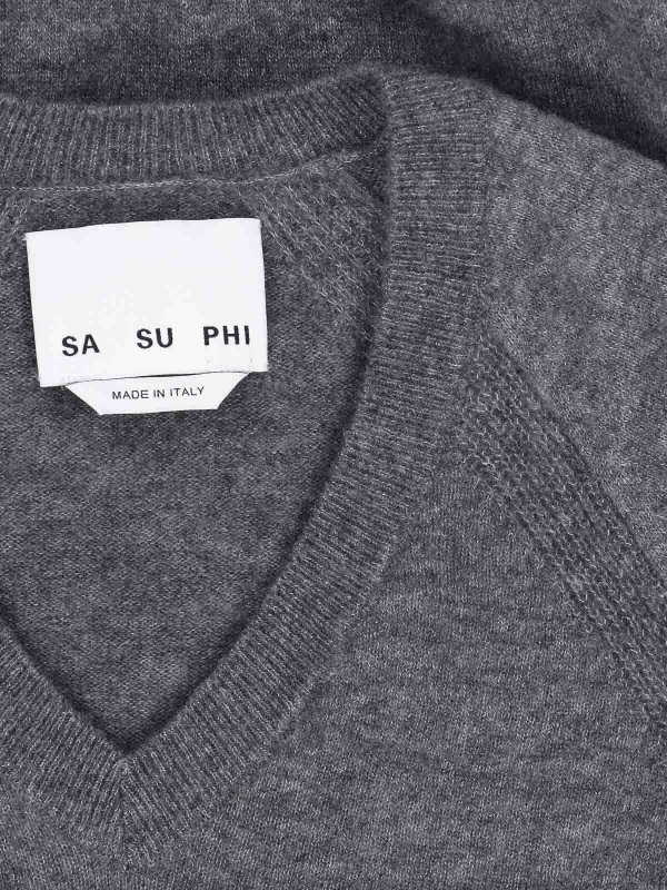 The Best Shops SA SU PHI: Strickpullover mit Rundhalsausschnitt - Rundhalspullover - Grau