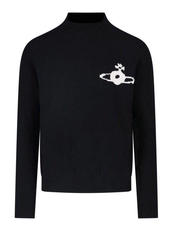 VIVIENNE WESTWOOD: Strickpullover mit Rundhalsausschnitt - Rundhalspullover - Schwarz