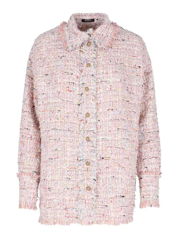 Balmain: camicie - Camicia In Tweed