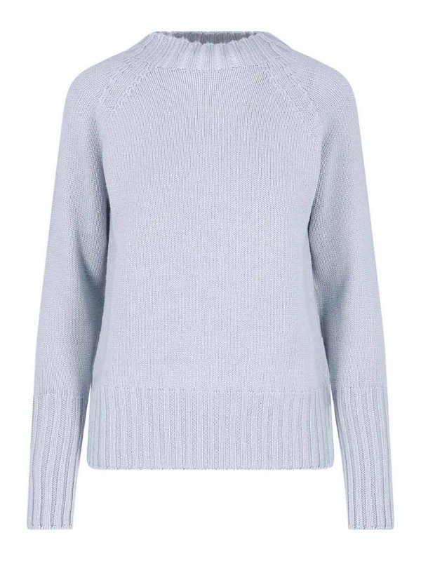 DRUMOHR: Strickpullover mit Rundhalsausschnitt - Rundhalspullover - Hellblau
