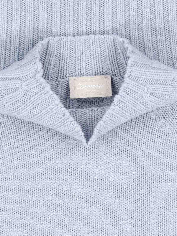 The Best Shops DRUMOHR: Strickpullover mit Rundhalsausschnitt - Rundhalspullover - Hellblau