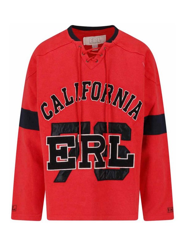 ERL: Strickpullover mit V-Ausschnitt - V-Pullover - Rot