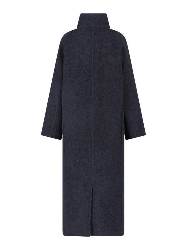 KHAITE: knee length coats online - Gray Wool Coat