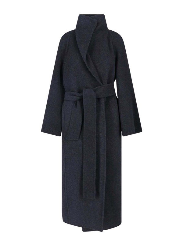 The Best Shops KHAITE: knee length coats - Gray Wool Coat