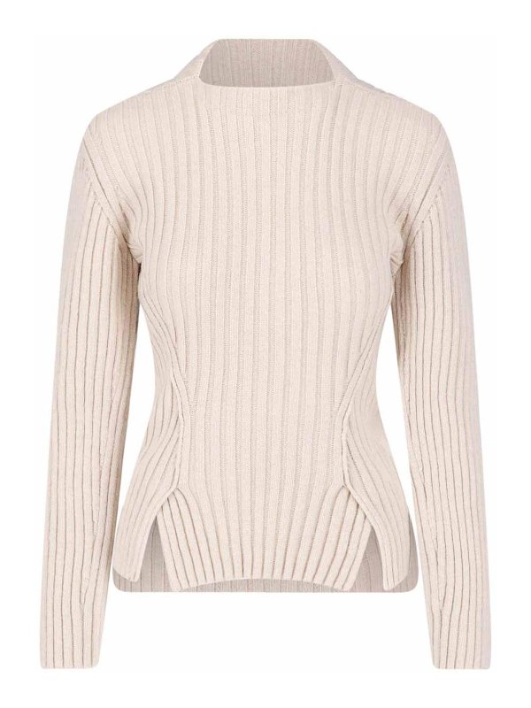 VICTORIA BECKHAM: Strickpullover mit Rundhalsausschnitt - Rundhalspullover - Creme