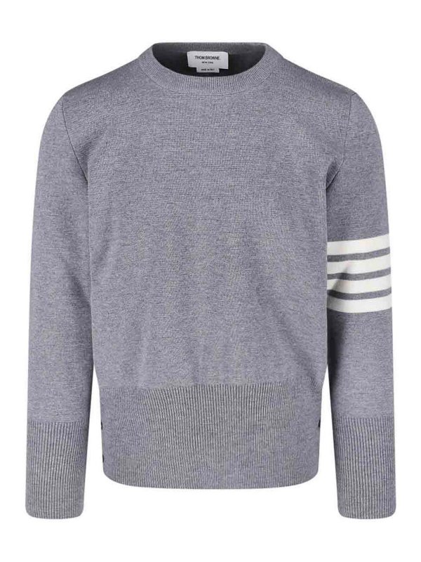 THOM BROWNE: Pull col rond - Pull Col Rond - Gris