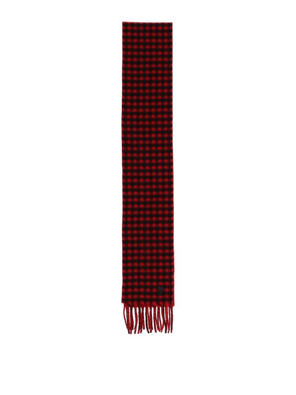 AMI PARIS: scarves - Checked Wool Scarf