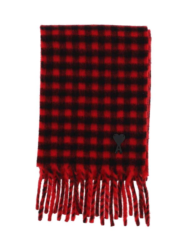 AMI PARIS: scarves online - Checked Wool Scarf