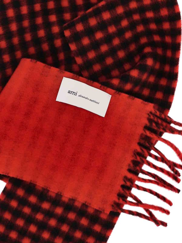 The Best Shops AMI PARIS: scarves - Checked Wool Scarf