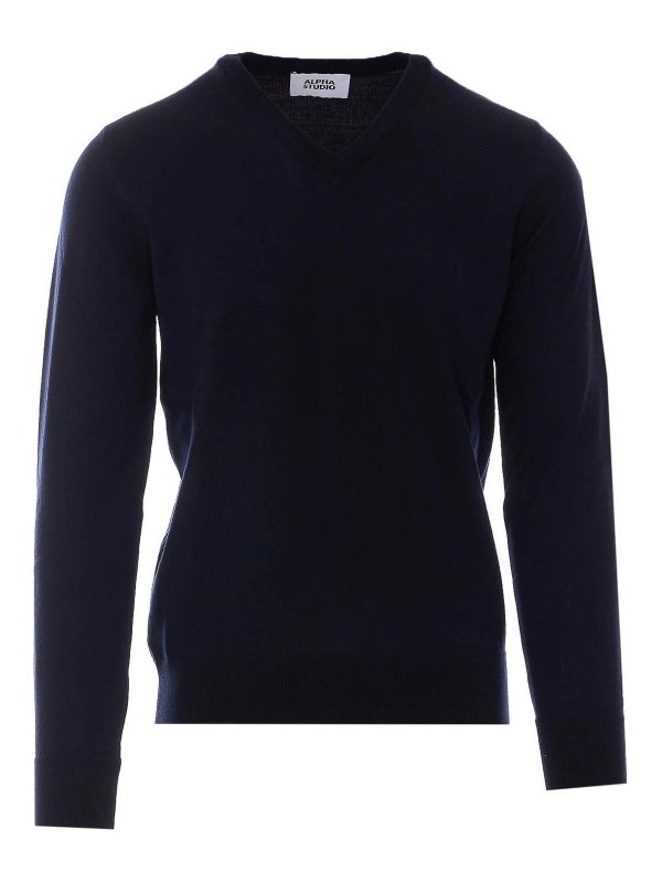 ALPHA STUDIO: crew necks - V-Neck Sweater
