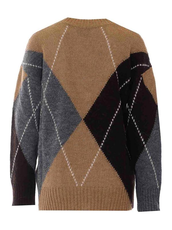 ALPHA STUDIO: crew necks online - Intarsio Argyle Sweater