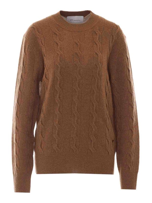 AMI PARIS: Pull col rond - Pull Col Rond - Marron