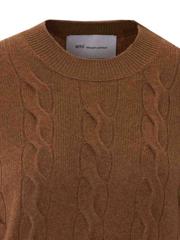 Pull Col Rond - Marron shop online: AMI PARIS