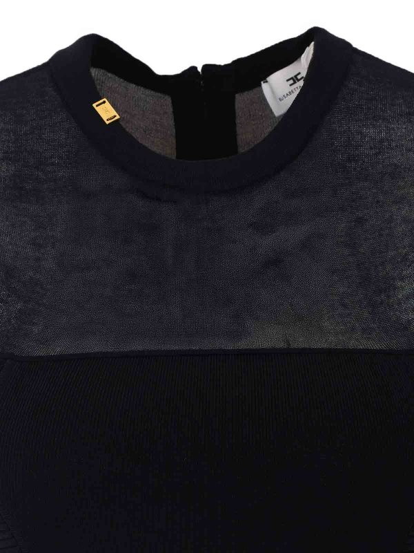 クルーネック - 黒 shop online: ELISABETTA FRANCHI