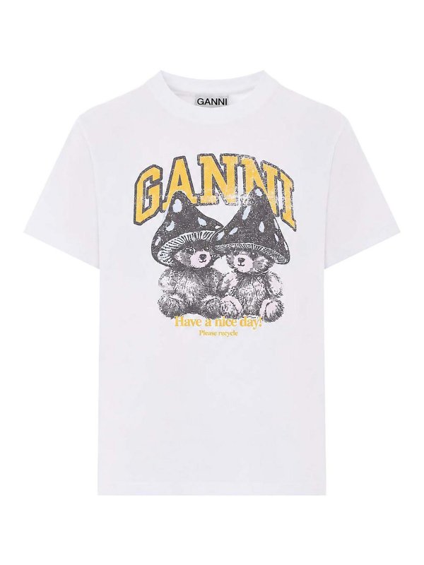 GANNI: t-shirt - T-shirt basic in cotone