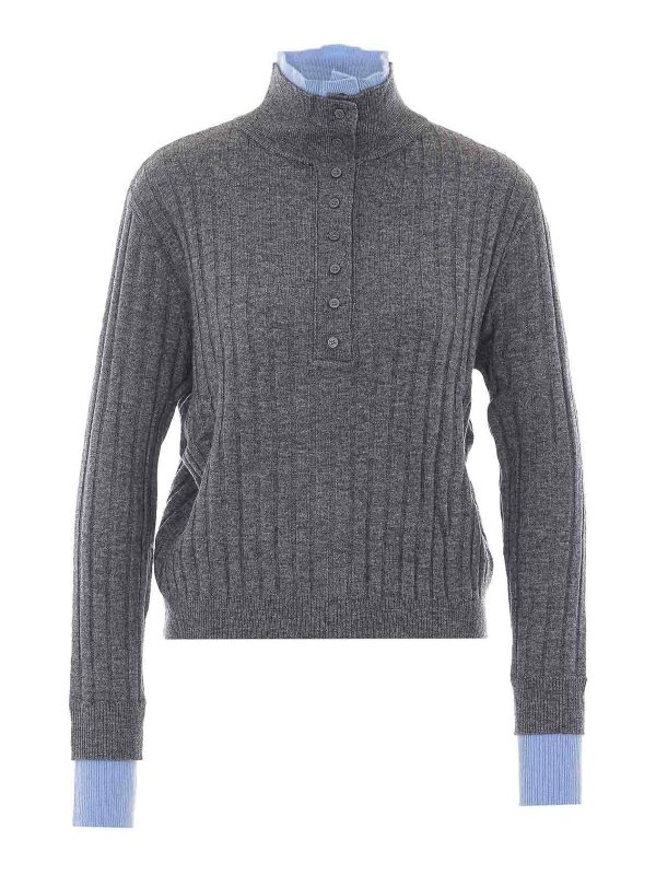 ELEH: Strickpullover mit Rundhalsausschnitt - Rundhalspullover - Grau