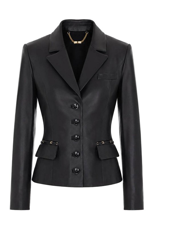 ELISABETTA FRANCHI: レザージャケット - レザージャケット - 黒