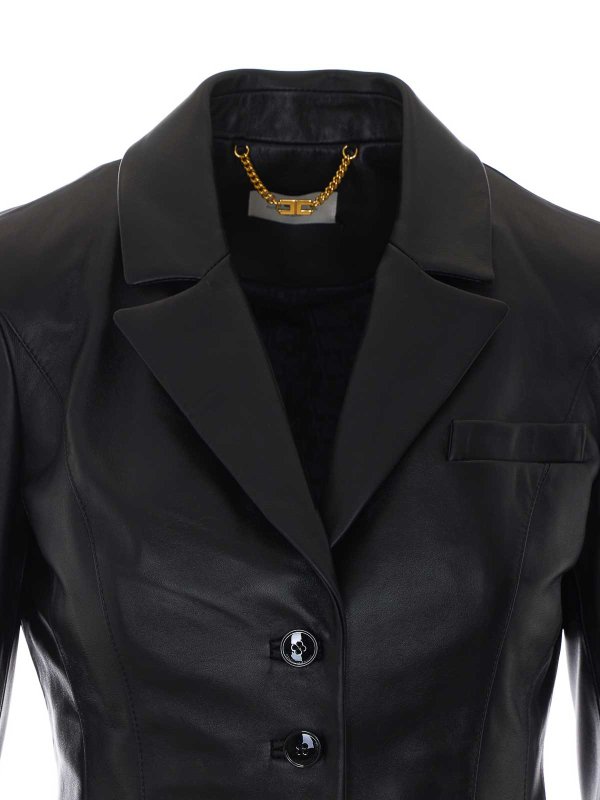 レザージャケット - 黒 shop online: ELISABETTA FRANCHI