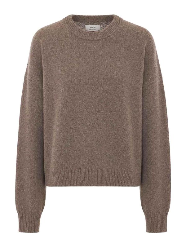 LOULOU STUDIO: Strickpullover mit Rundhalsausschnitt - Rundhalspullover - Beige