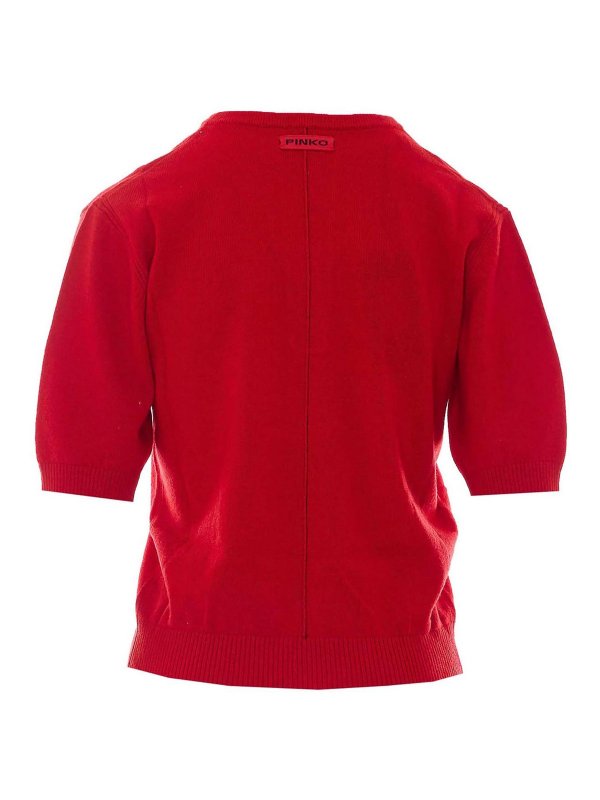 Pinko: Strickpullover mit V-Ausschnitt online - V-Pullover - Rot