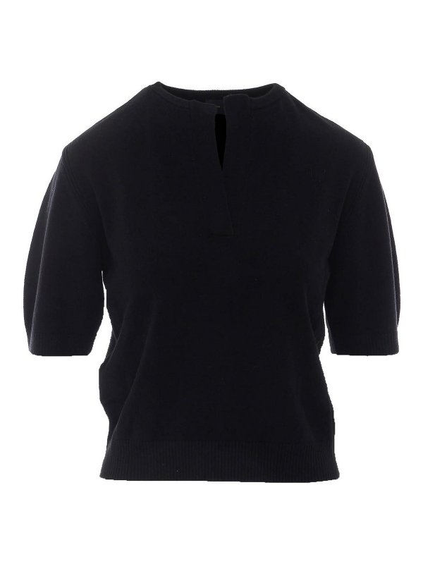 Pinko: Strickpullover mit V-Ausschnitt - V-Pullover - Schwarz