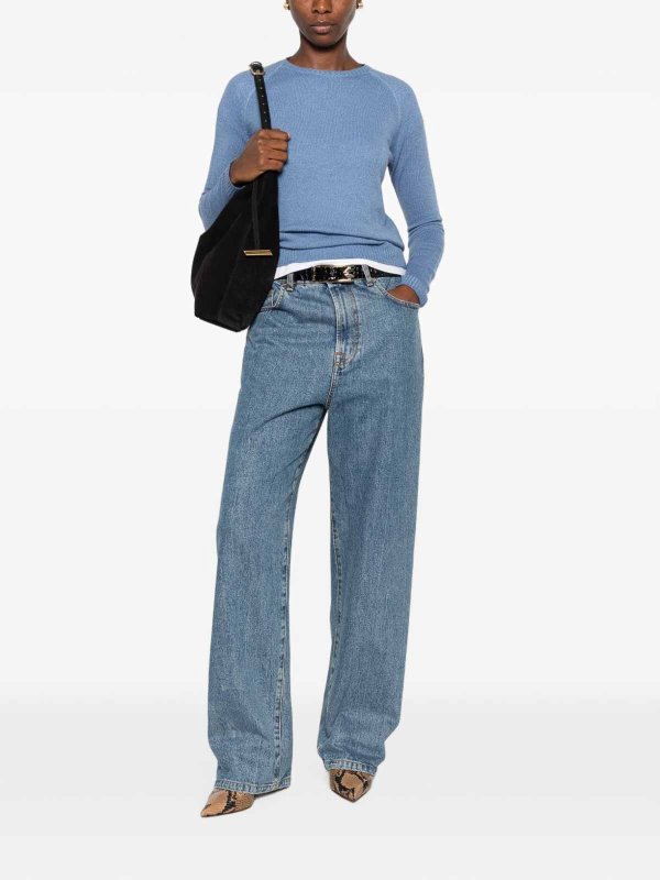 クルーネック - ライトブルー shop online: BASE