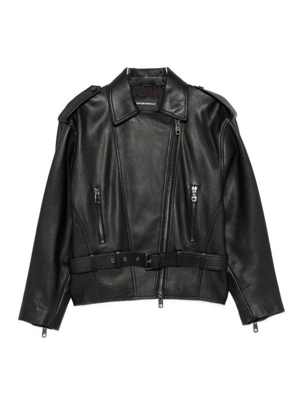 EMPORIO ARMANI: leather jacket - Leather Jacket