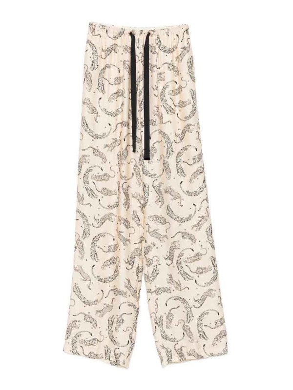 FORTE FORTE: casual trousers - Printed Drawstring Trousers