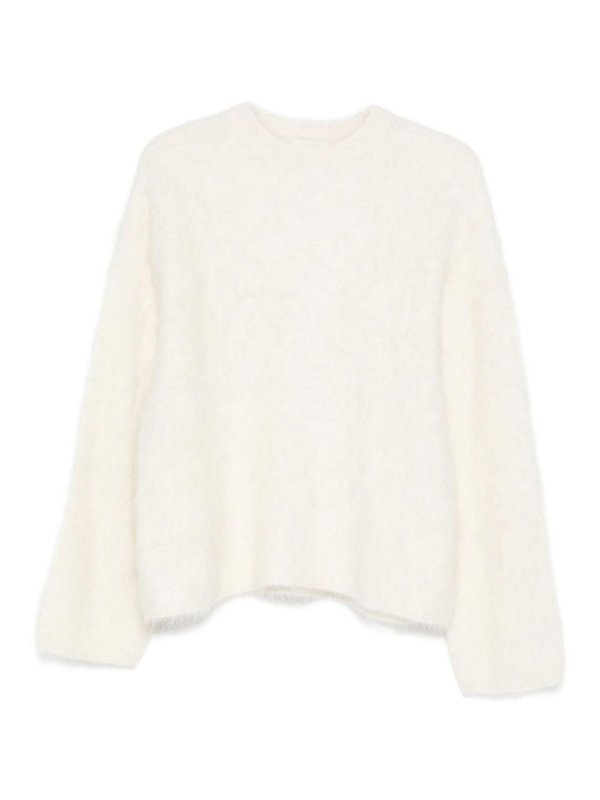 SOFT GOAT: Strickpullover mit Rundhalsausschnitt - Rundhalspullover - Weiß