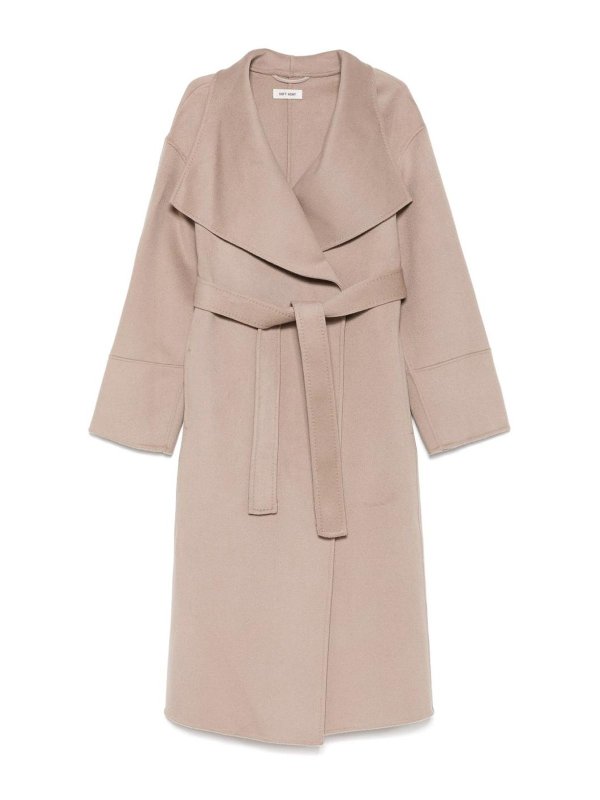 SOFT GOAT: knee length coats - Wool Belted Coat