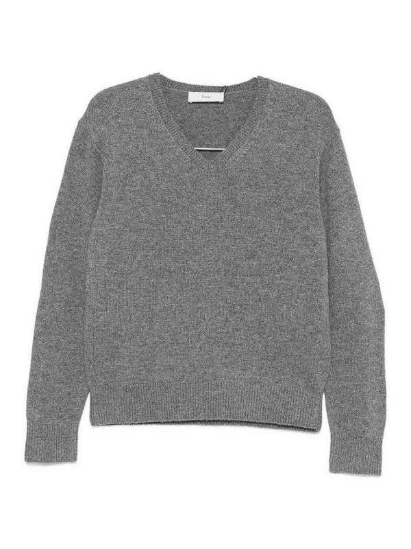 DUNST: Strickpullover mit V-Ausschnitt - V-Pullover - Grau