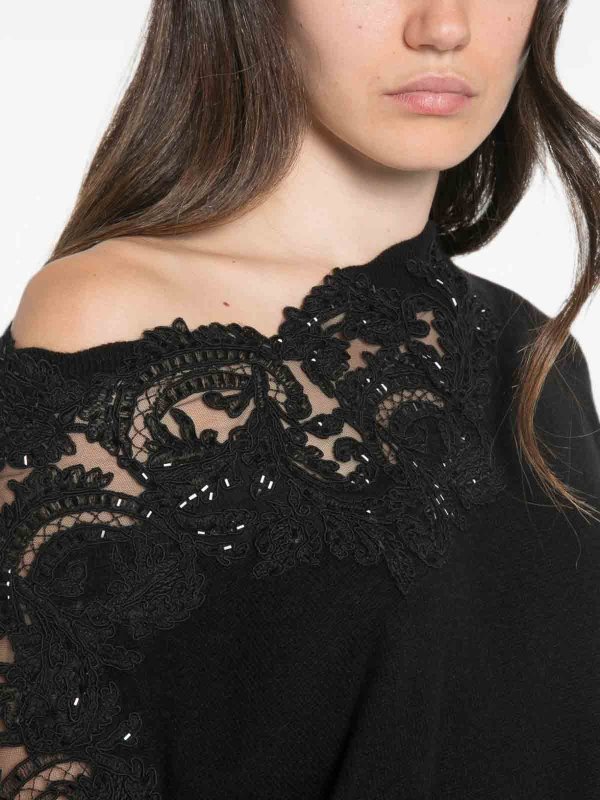 ERMANNO SCERVINO: Strickpullover mit Rundhalsausschnitt online - Rundhalspullover - Schwarz