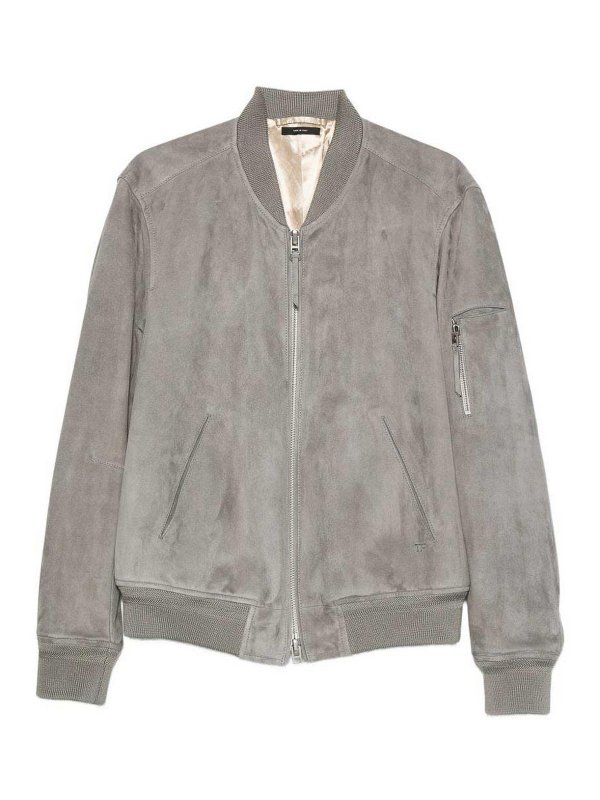 TOM FORD: bombers - Suede Leather Bomber Jacket